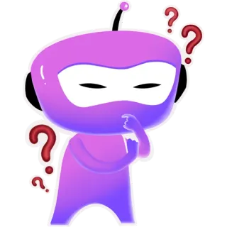 😳 52edd5bc robot, point d'interrogation, réflexion, violet, mascotte, réflexion telegram sticker