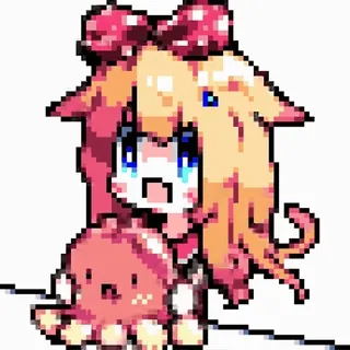 😃 82eebffc 애니메이션, 치비, 픽셀 아트, 카와이, 귀여운, 문어, 소녀 telegram sticker