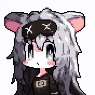 😶‍🌫️ 8cb4bc42 애니메이션, 픽셀 아트, 귀여운, 소녀, 수면, 머리띠 telegram sticker