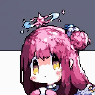 😶‍🌫️ c427e311 애니메이션, 픽셀 아트, 귀여운, 만화, 소녀, 분홍 머리, 천사, 후광 telegram sticker