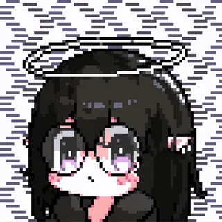 🤓 e6952cbd 애니메이션 소녀, 픽셀 아트, 만화, 귀여운, 천사, 후광, 안경 telegram sticker