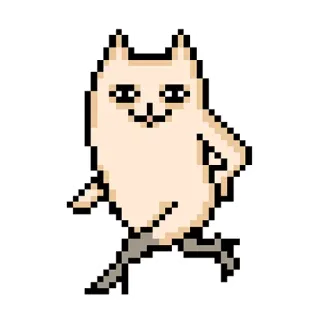 😉 d4894e3a mèo, pixel art, đi bộ, hài hước telegram sticker
