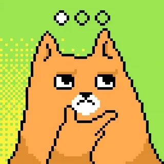 🤔 4225f92a anjing, berpikir, pixel art, kartun, imut, hewan, meme telegram sticker