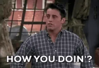 😄 6a61d800 Joey Tribbiani Friends HOW YOU DOIN'? tv-serie, Friends, Joey Tribbiani, Hoe gaat ie?, sitcom telegram sticker