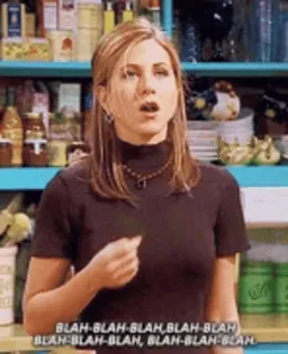 🥱 b25d2aa3 Rachel Green Friends BLAH BLAH BLAH BLAH BLAH
BLAH BLAH BLAH BLAH BLAH Meme, TV Serie, Rachel Green, Friends, Blabla, Jennifer Aniston, Sarcasme telegram sticker