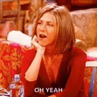 😜 c4cd58a3 Rachel Green Friends OH YEAH tv serie, grappig, meme, oh ja, Rachel Green telegram sticker