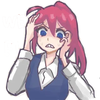 🥵 516c4e7c anime, ragazza, preoccupata, stressata, frustrata, cartone animato, personaggio whatsapp sticker