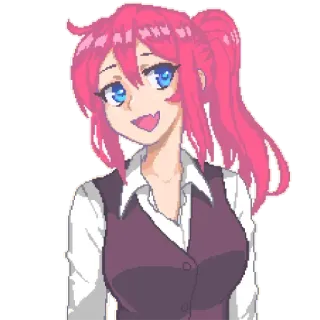 😊 7e74b5d9 Anime, Manga, Ragazza, Donna, Pixel art, Capelli rosa, Carino, Cartone animato whatsapp sticker