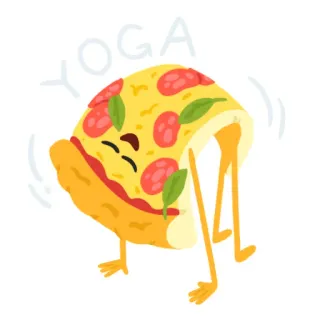 🙃 08dbb815 YOGA pizza, yoga, food, cartoon, slice, exercise, cute whatsapp sticker