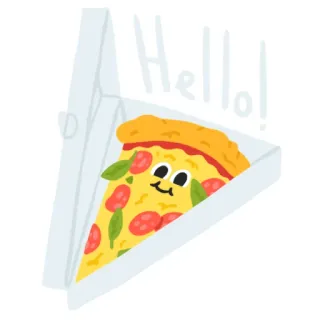 👋 befe5f39 Hello! pizza, slice, food, cartoon, hello, box whatsapp sticker