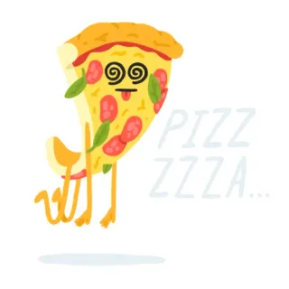 🌀 fa90589f PIZZZZZA... pizza, food, cartoon, dizzy, pepperoni whatsapp sticker