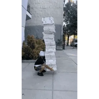 🍕 6751ae52 porter, équilibre, cartons, rue telegram sticker