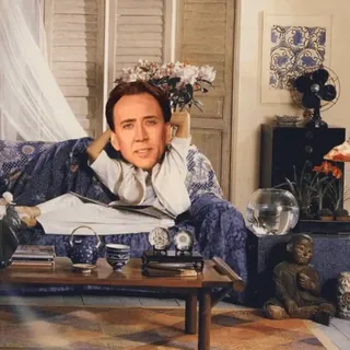 🍕 88f06822 Nicolas Cage acteur, célébrité, homme, portrait, salon, canapé telegram sticker