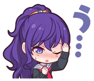 🤒 0169892a う? Anime, Chibi, Kawaii, Triste, Capelli viola, Domanda telegram sticker