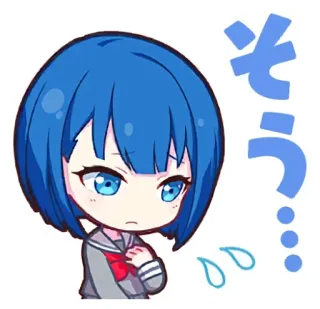 😢 3dd33376 そう... Anime, Chibi, Japonês, Triste, Menina, Fofo, Cabelo azul telegram sticker