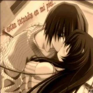 😅 a17de58e están tatuados en mi piel... 애니메이션, 키스, 사랑, 커플, 로맨스, 애정 telegram sticker