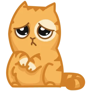 🥺 aaee7550 고양이, 슬픈, 귀여운, 주황색, 만화, 스티커, 동물, 고양이과 telegram sticker