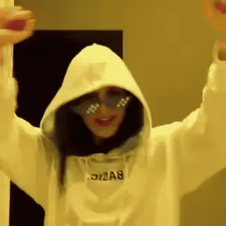 💃 e790322c BASIC wanita, hoodie, kacamata hitam, meme, basic whatsapp sticker