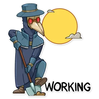 💼 6f398c38 WORKING чумной доктор, лопата, работа, болезнь, хэллоуин telegram sticker