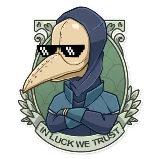 😎 d563d207 IN LUCK WE TRUST чумной доктор, птичья маска, солнцезащитные очки, удача, доверие telegram sticker