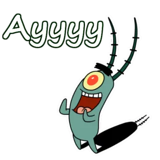 🙃 c56396ee Plankton SpongeBob SquarePants Ayyyy Plankton, SpongeBob, Nickelodeon, kreskówka, śmieszne, postać, Ayyyy telegram sticker
