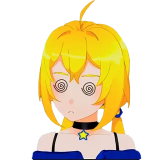 😵‍💫 2009f292 อนิเมะ, การ์ตูน, ถูกสะกดจิต, เวียนหัว, ตาเป็นเกลียว, ผมสีเหลือง, ตัวละครหญิง telegram sticker