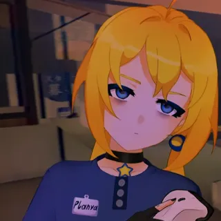 😐 a49a610a Planya อนิเมะผู้หญิง, ผมบลอนด์, ตาสีฟ้า, การ์ตูน, น่ารัก, โช้คเกอร์ telegram sticker