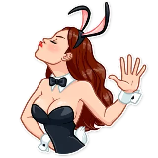 🙅‍♀️ 6217e17d 토끼, 플레이보이, 여자, 귀, 파티, 섹시 whatsapp sticker