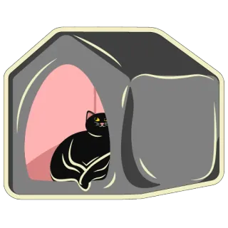 😏 af3dfef0 猫, 房子, 宠物, 动物, 卡通, 贴纸, 家畜, 猫科动物 telegram sticker