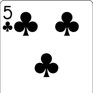 ๐ 575877c5 card, clubs, playing card, number, 5 telegram sticker