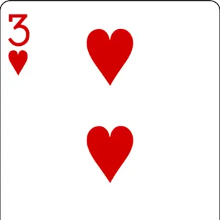 ๐ ba3c4b02 playing cards, card game, three of hearts, hearts telegram sticker