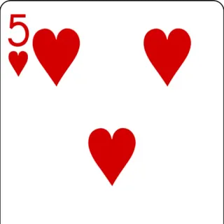 ๐ df513528 playing cards, hearts, card game, 5 of hearts telegram sticker