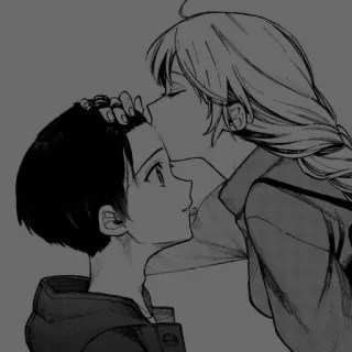 🖤 09f4687d anime, kiss, affection, love, girl, couple whatsapp sticker