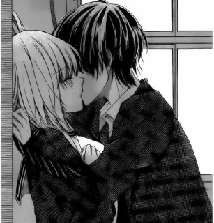 🖤 18d246ff anime, kiss, romance, manga, couple whatsapp sticker