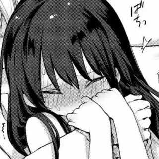 🖤 21805d87 ばちっ anime, manga, sad, crying, girl, sweat whatsapp sticker