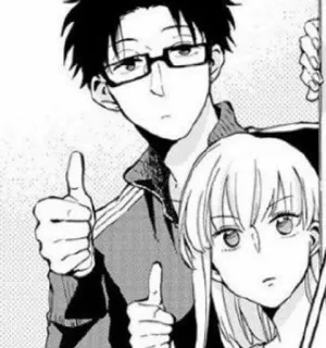 🖤 7c418b12 anime, manga, characters, thumbs up, glasses whatsapp sticker