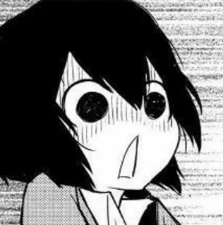 🖤 7ea01c69 anime, manga, shocked, expression, black and white, cartoon whatsapp sticker