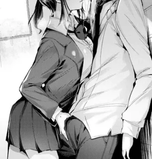 🖤 9e25a50f anime, manga, romance, school, couple, kissing whatsapp sticker