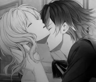 🖤 be8a5787 anime, kissing, romance whatsapp sticker