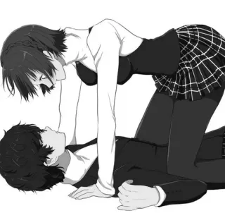 🖤 c7e8fe27 anime, couple, romance, schoolgirl, fan art whatsapp sticker