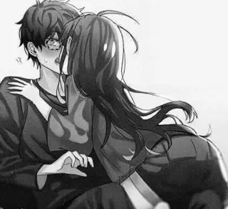 🖤 dd83bc3b anime, couple, romance, kiss, love whatsapp sticker