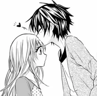 🖤 e252b569 anime, manga, couple, romance, love, kiss whatsapp sticker