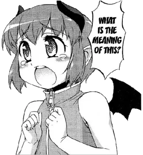 😩 942805b5 WHAT IS THE MEANING OF THIS? Anime, Manga, Ác quỷ, Tức giận, Câu hỏi, Biểu cảm telegram sticker