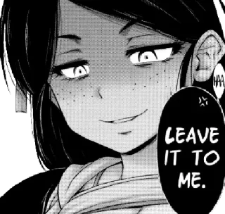 😏 f9cb540b LEAVE IT TO ME. anime, manga, tự mãn, tự tin, cô gái telegram sticker