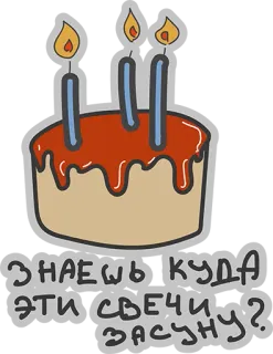 😍 3fd65fb6 ЗНАЕШЬ КУДА ЭТИ СВЕЧИ ЗАСУНУ? 蛋糕, 蜡烛, 生日, 冒犯, 幽默 whatsapp sticker