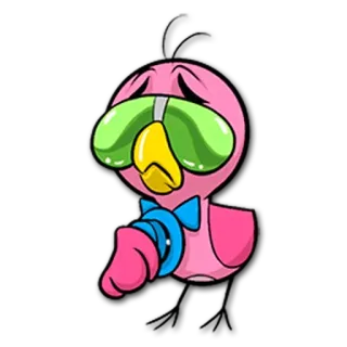 😞 ea4cad2c uccello rosa, cartone animato, occhiali, gesto telegram sticker