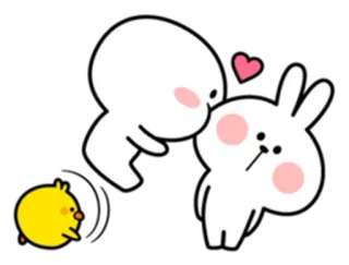 😘 e01569b3 귀여운, 사랑, 하트, 토끼, 키스, 만화 whatsapp sticker