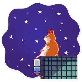 🌌 29d9271f Hamster, Haustier, Sterne, Nacht, Käfig, Tier, süß, Nagetier telegram sticker