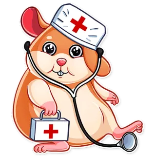 👷 621cadcd Hamster, Krankenschwester, Medizinisch, Erste Hilfe, Tier, Cartoon, Süß telegram sticker