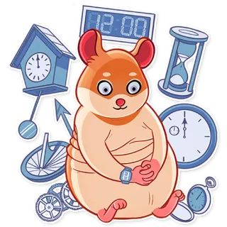 ⌚ a6f76850 Hamster, Zeit, Uhr, Sanduhr, Frist, Cartoon, Tier telegram sticker